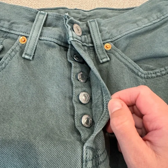 Levi’s 501 Cropped Jeans Boho Green Size 26 - Picture 5 of 14